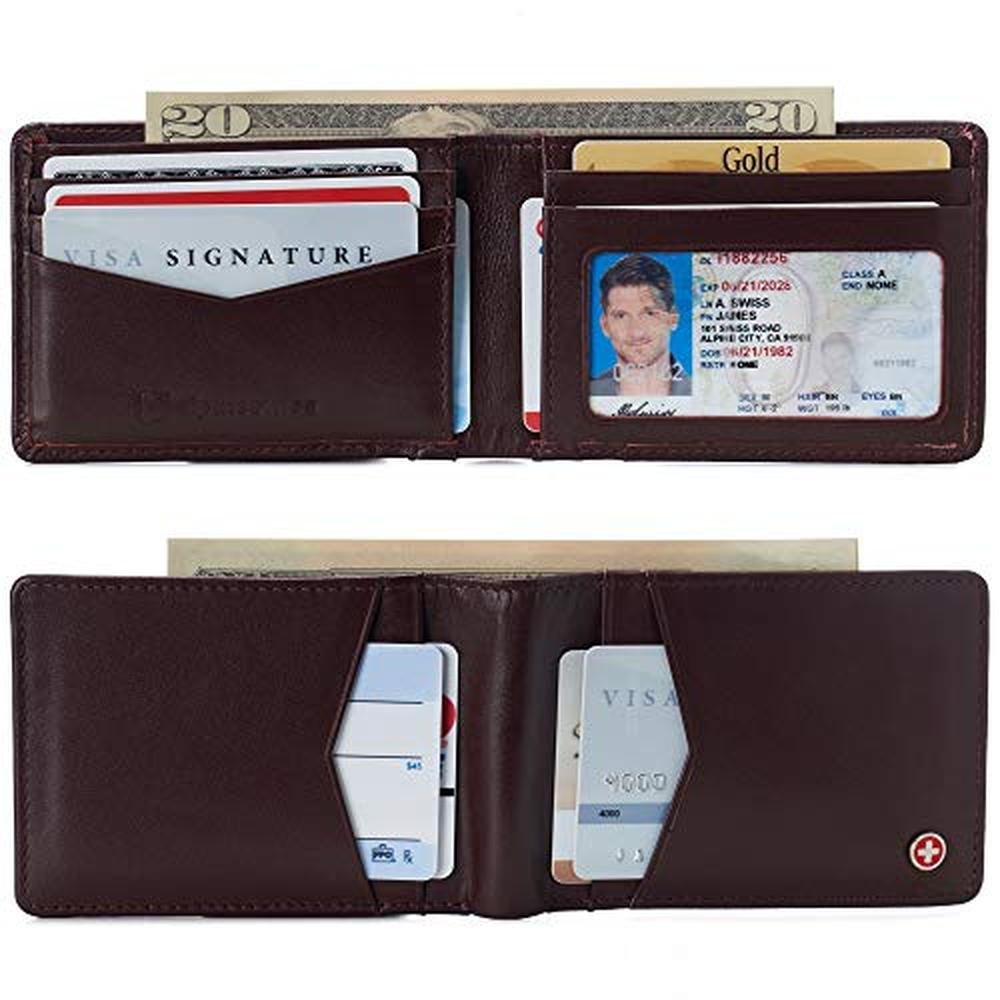 Alpine Swiss: Delaney Slimfold RFID Safe Slim Bifold Wallet – Side View