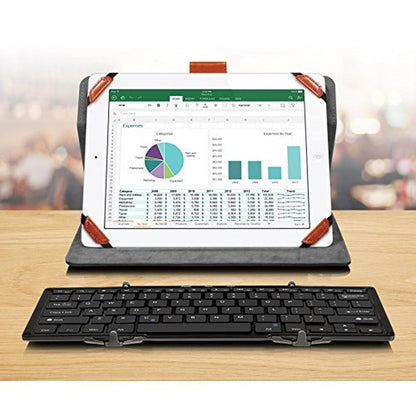 Aluratek Portable Aluminum Tri-Fold Bluetooth Keyboard – In Use