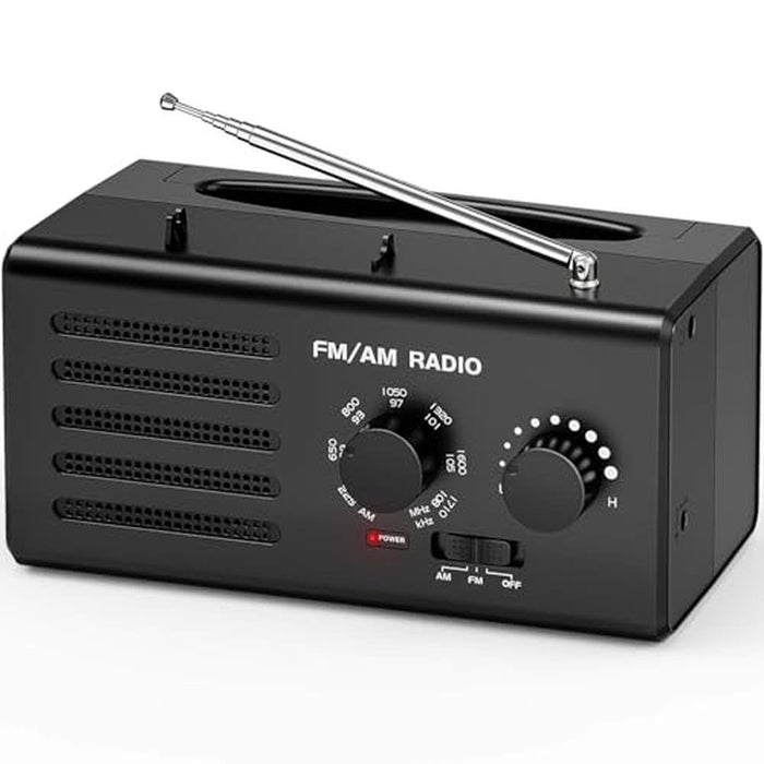 Radio Portable: AM FM Transistor Radio Plug-in Wall Battery – Front View