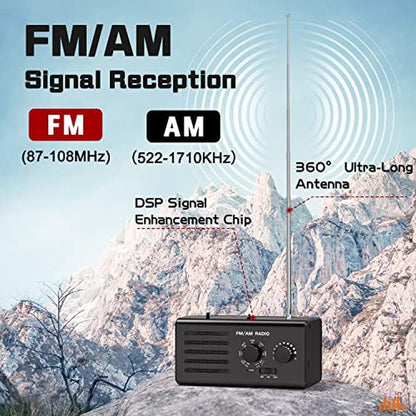 Radio Portable: AM FM Transistor Radio Plug-in Wall Battery – Side View