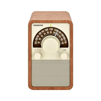 Table Top: AM-FM Table Top Wooden Radio Walnut – Front View