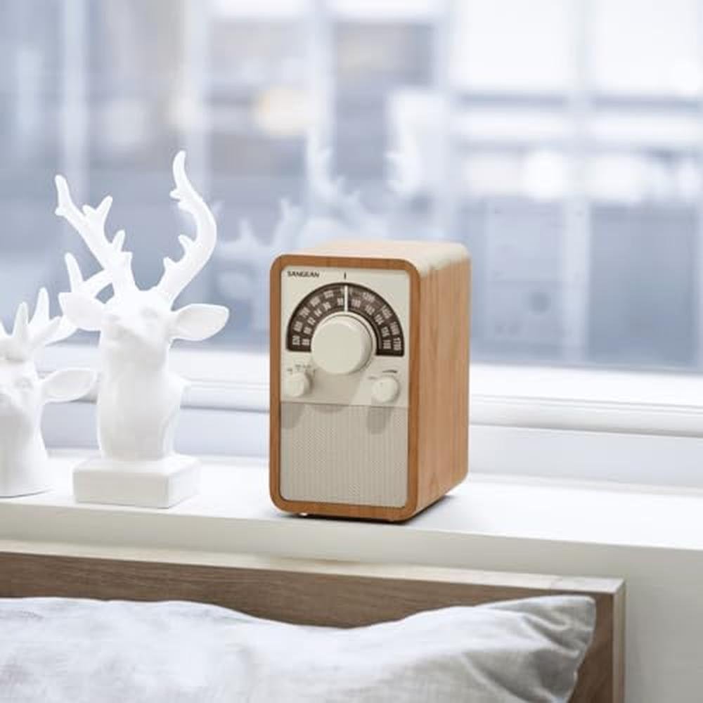 Table Top: AM-FM Table Top Wooden Radio Walnut – In Use