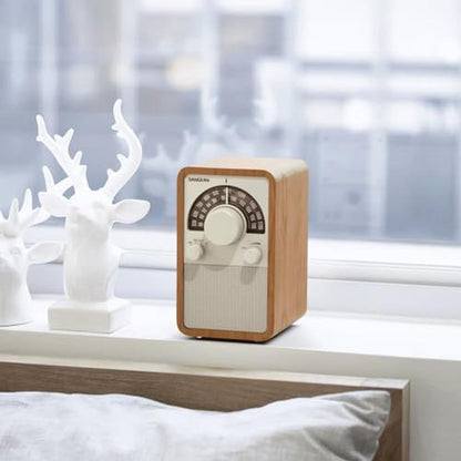 Table Top: AM-FM Table Top Wooden Radio Walnut – In Use