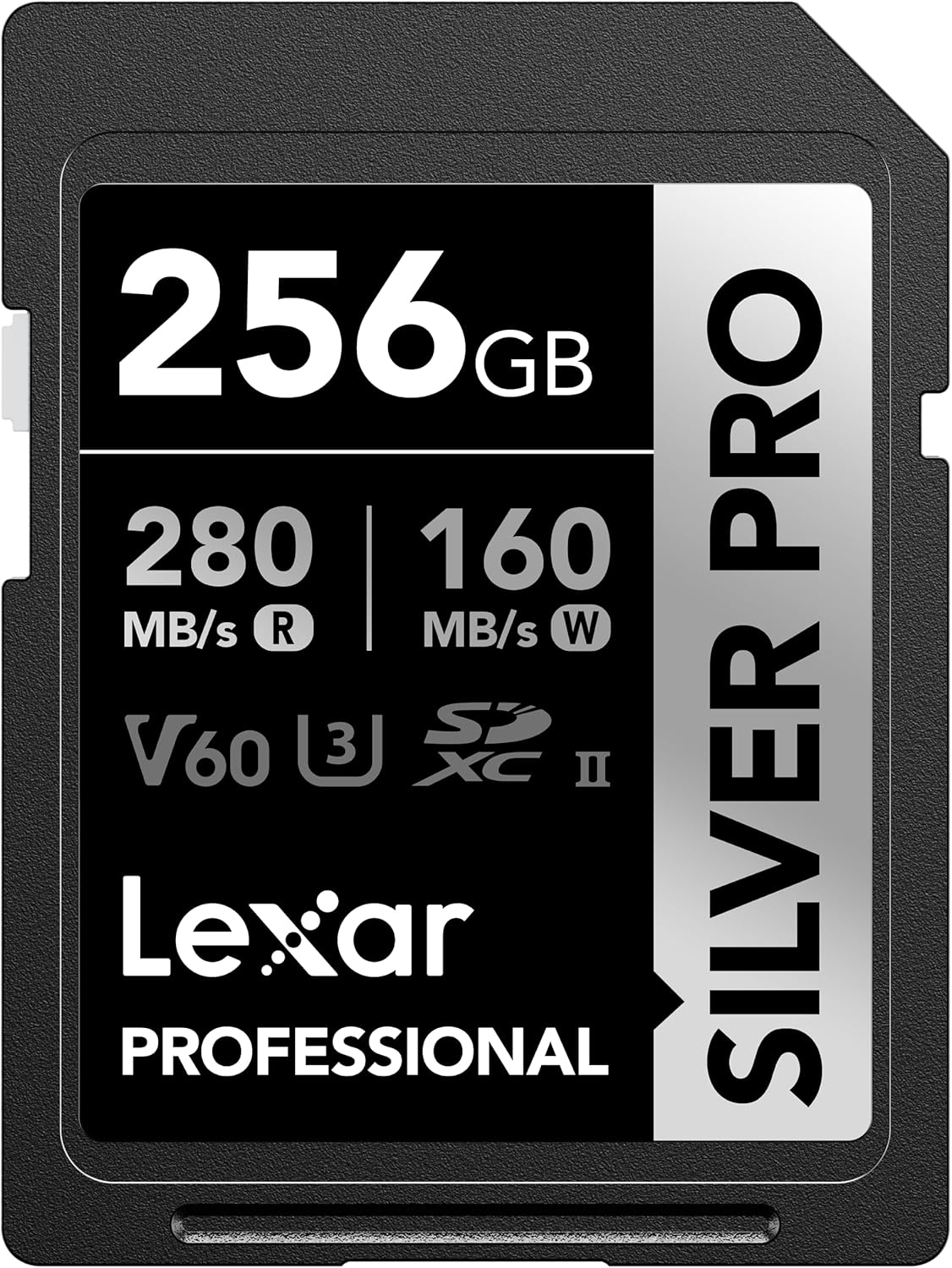 Lexar 256GB Professional SILVER PRO SD Card – Front View
