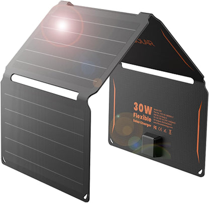 FlexSolar 30W Portable Solar Panel Chargers QC3.0 18W USB-A – Front View