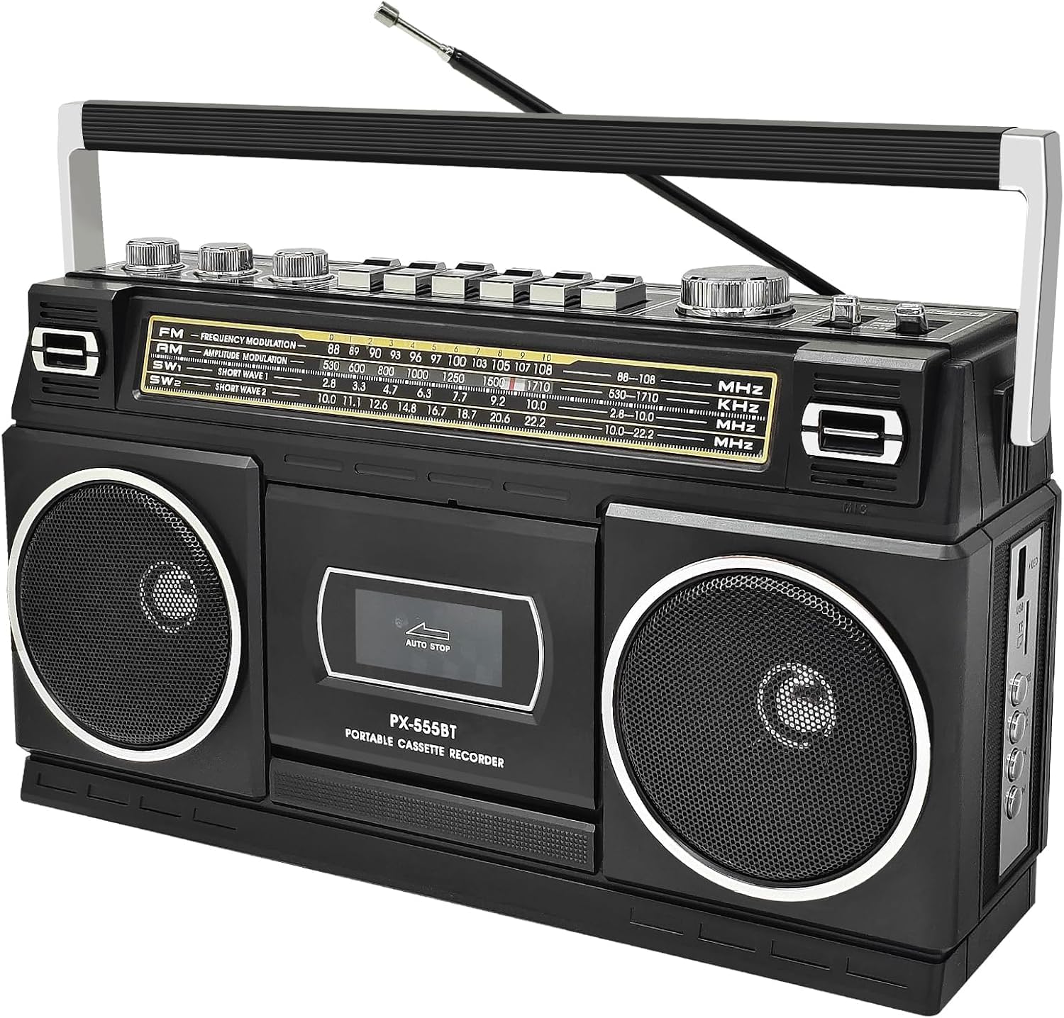 Cassette Player Boombox with Bluetooth – Front View