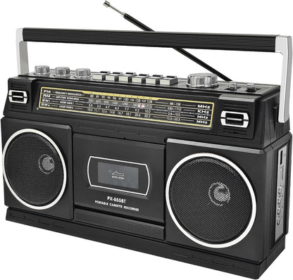 Cassette Player Boombox with Bluetooth – Front View