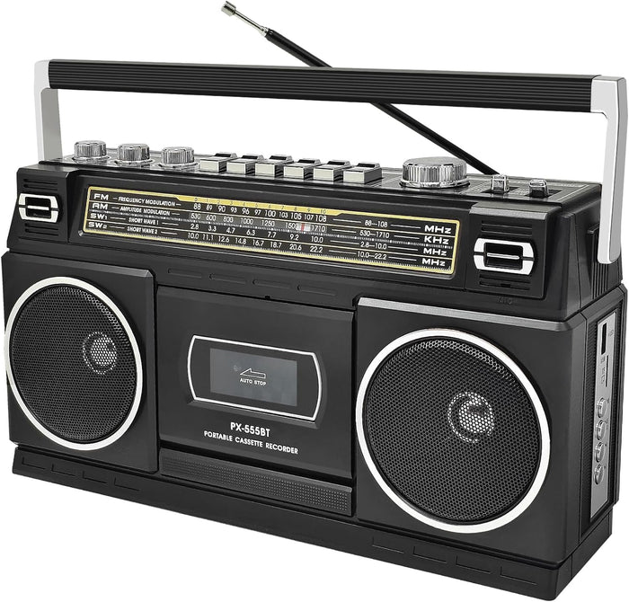 Cassette Player Boombox with Bluetooth – Front View