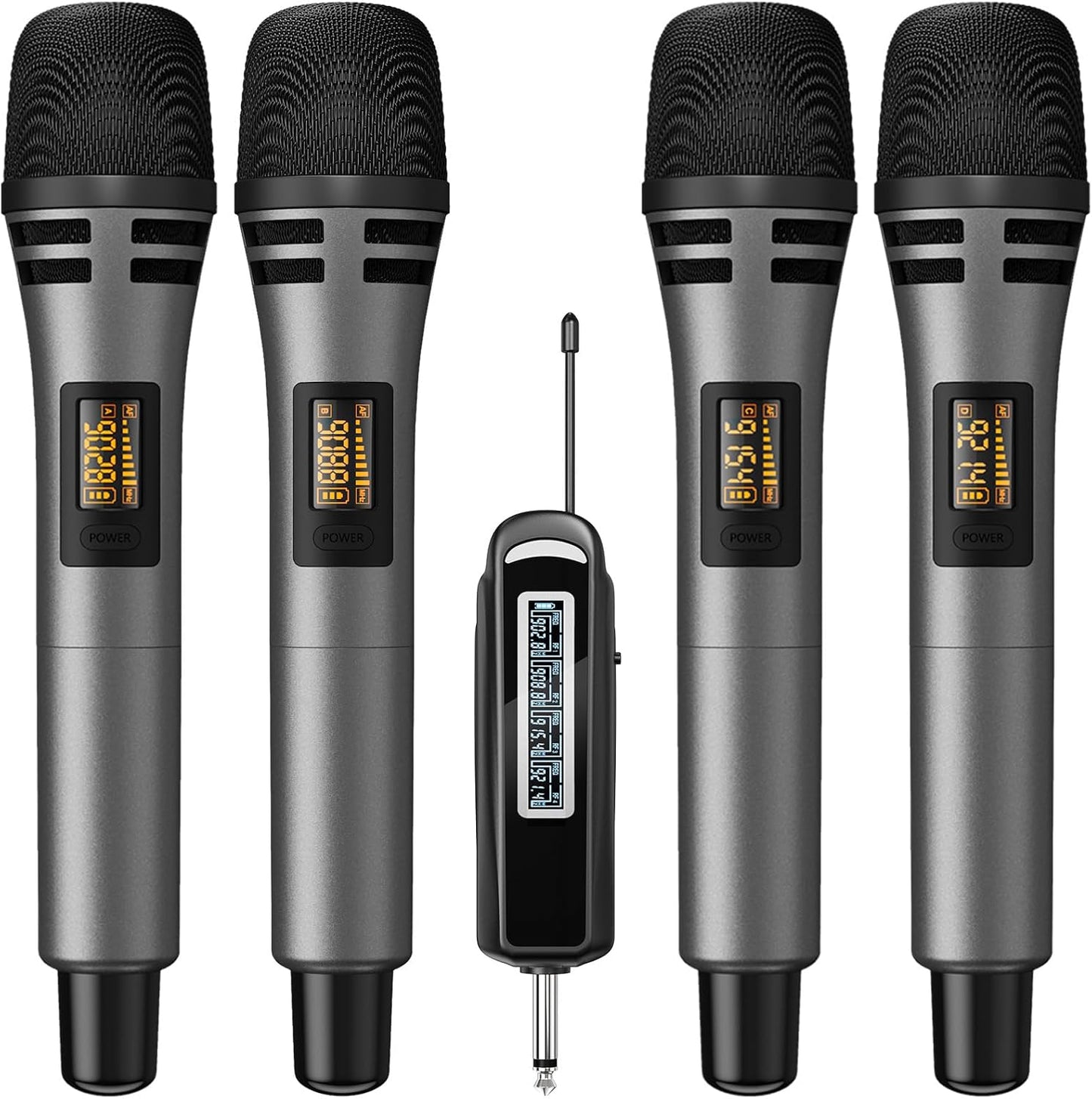 TONOR Wireless Microphones: 4 UHF Karaoke Microphone System – Front View