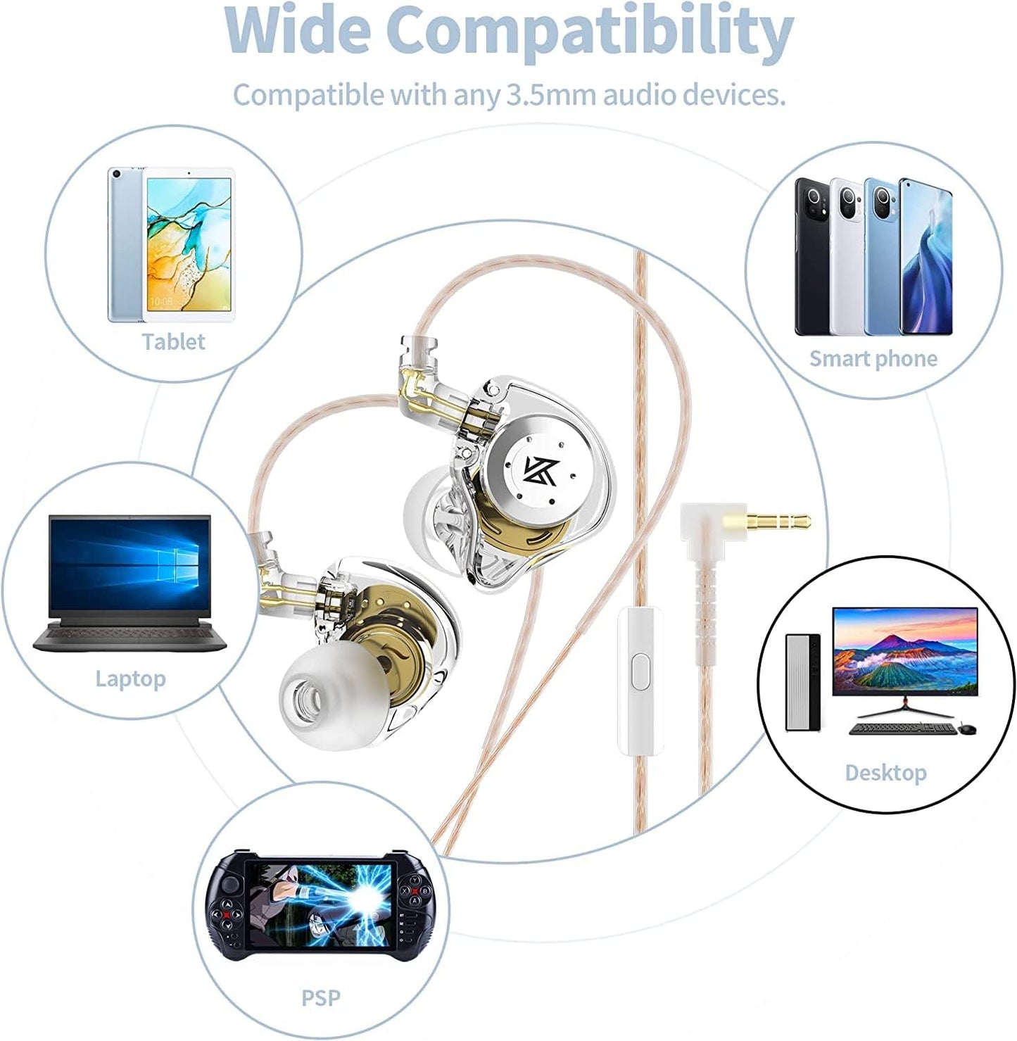 KZ EDX PRO Wired Earbud with Heavy Bass Stereo – Side View
