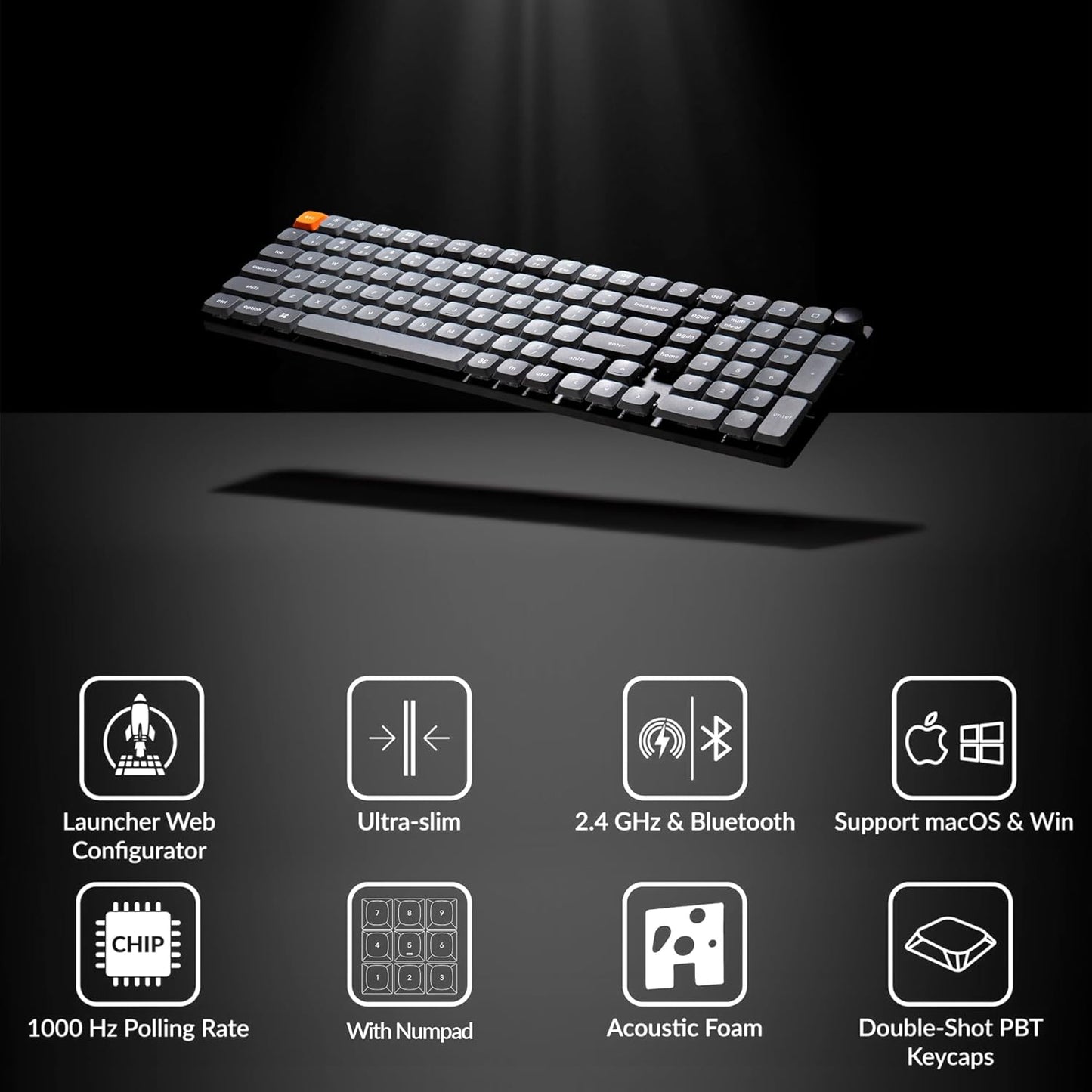Keychron K17 Max 96% Layout QMK/Launcher Ultra-Slim – Side View