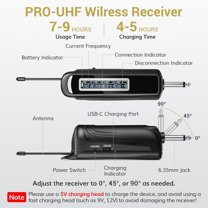 TONOR Wireless Microphones: 4 UHF Karaoke Microphone System – Side View