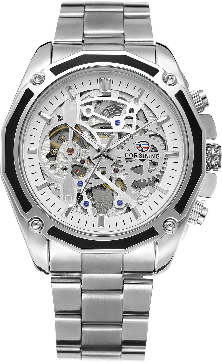 Forsining Men's Automatic Skeleton Analog Dial Stylish – Side View