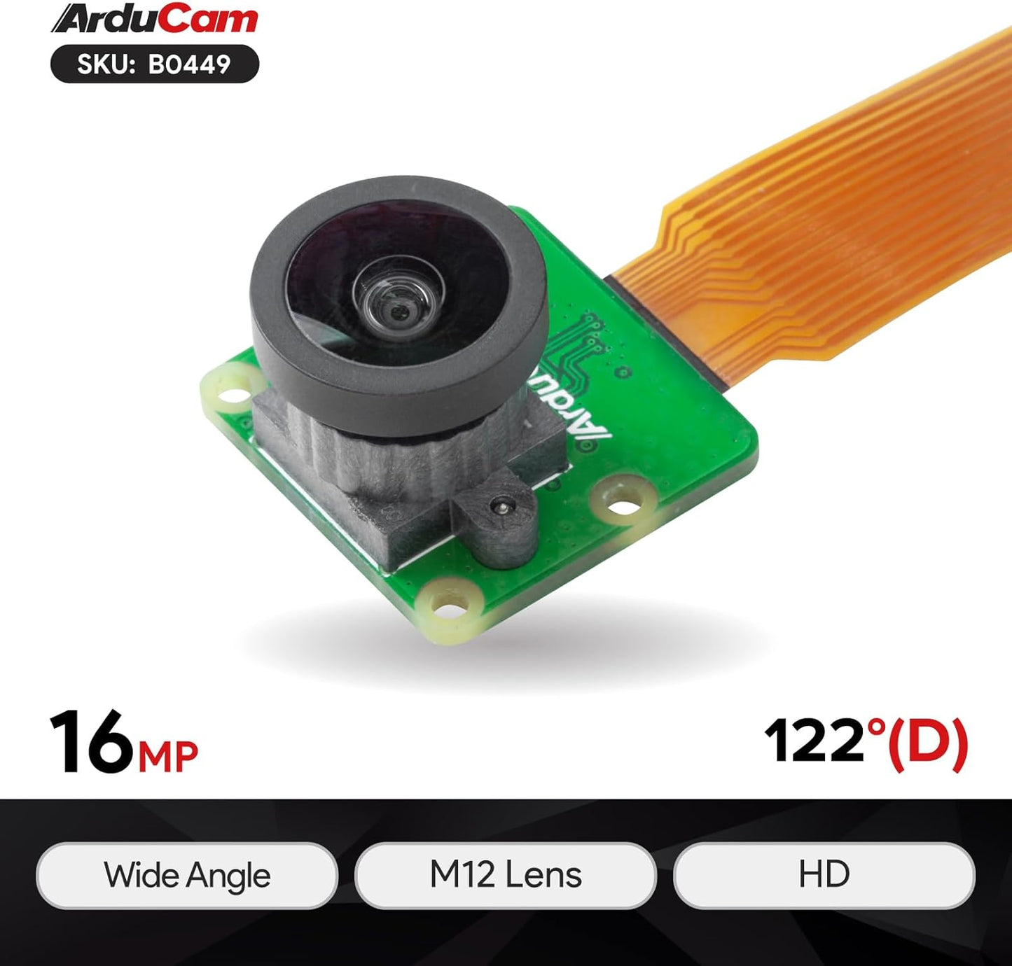 Arducam for Raspberry Pi Camera 16MP IMX519 Camera Module – Side View
