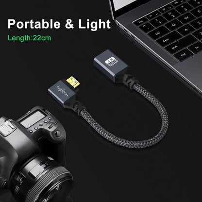 Twozoh 90 Left Angle Mini HDMI to HDMI Adapter Cable – Side View