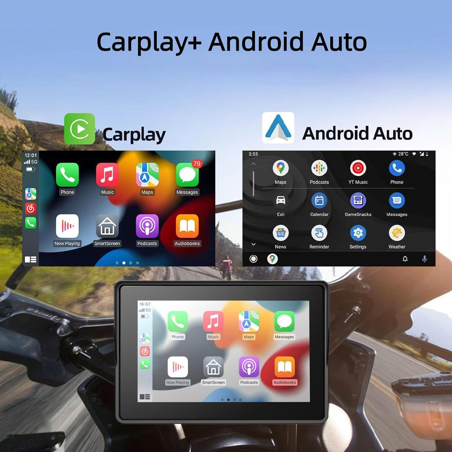 Motorcycle CarPlay & Android Auto – Side View