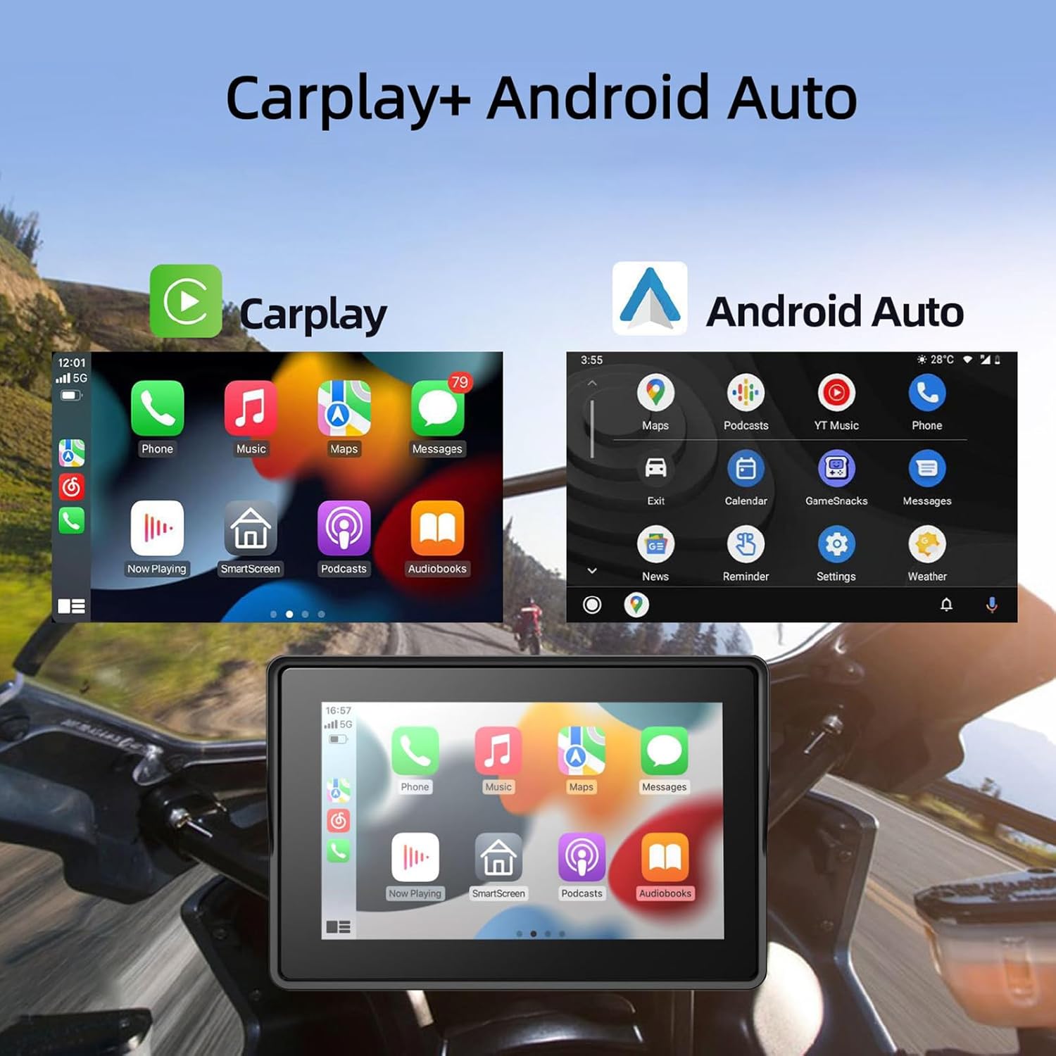 Motorcycle CarPlay & Android Auto – Side View