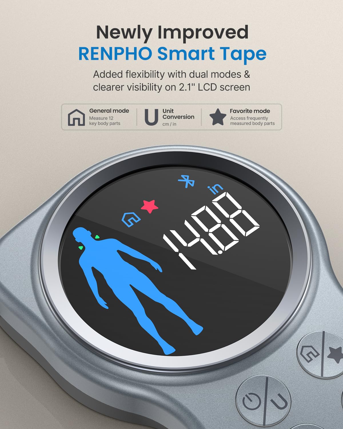 RENPHO Smart Tape Measure with Large Display – Side View