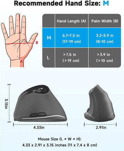 AOC 2.4GHz Ergonomic Mouse: Wireless Bluetooth Vertical – Close-up Detail