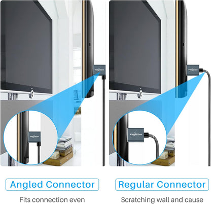 Twozoh Flexible HDMI to HDMI Cable Left Angled 90 degree – Close-up Detail