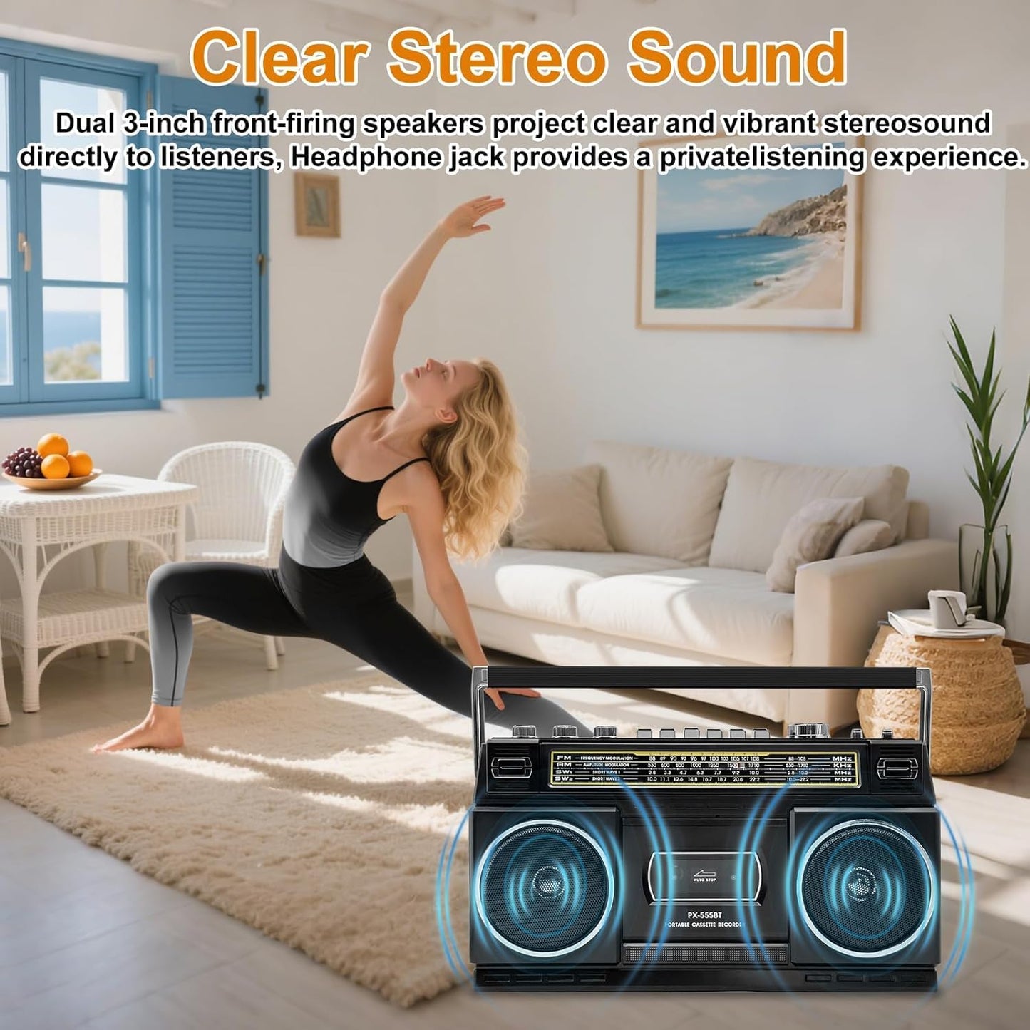 Cassette Player Boombox with Bluetooth – Close-up Detail