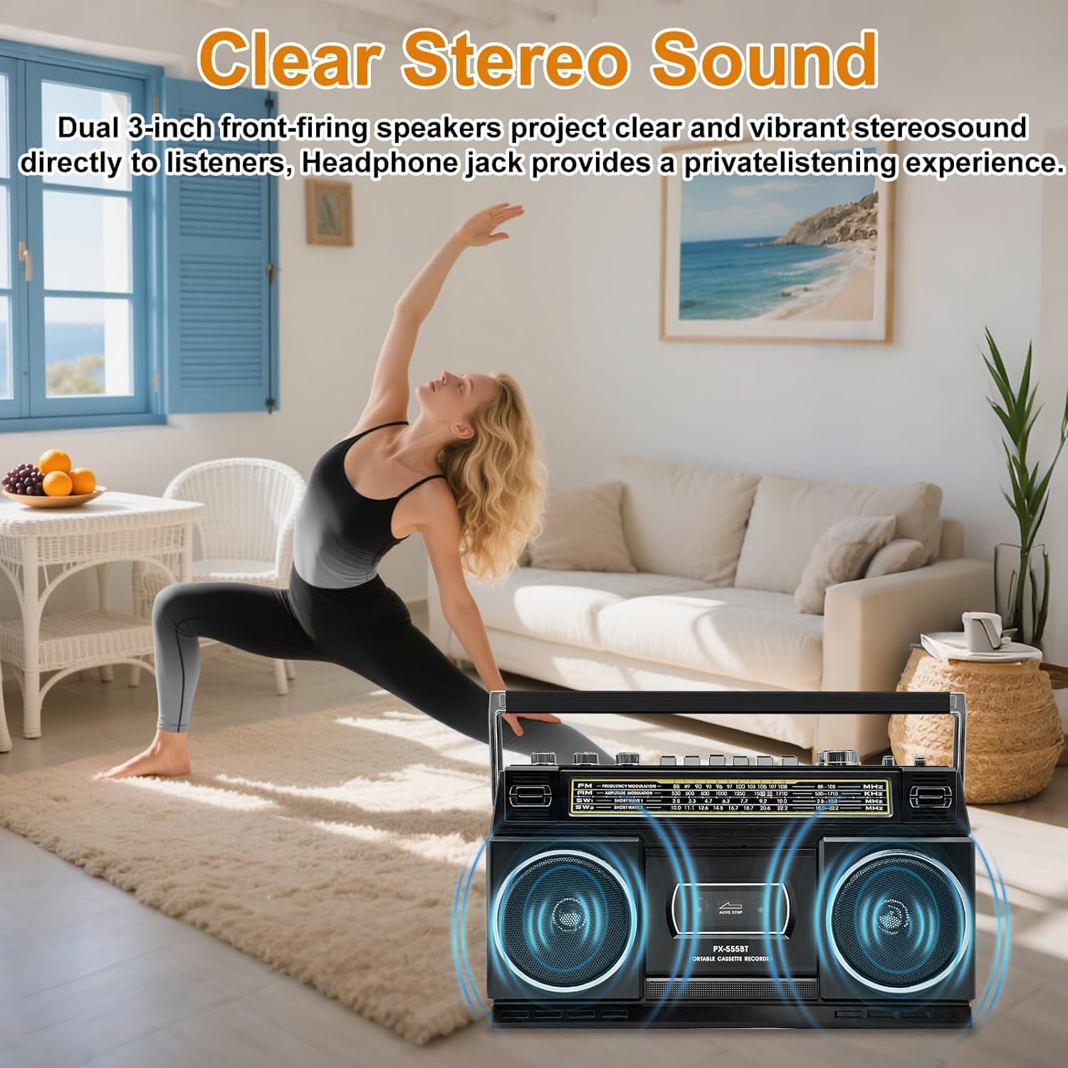 Cassette Player Boombox with Bluetooth – Close-up Detail