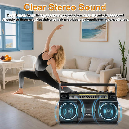 Cassette Player Boombox with Bluetooth – Close-up Detail
