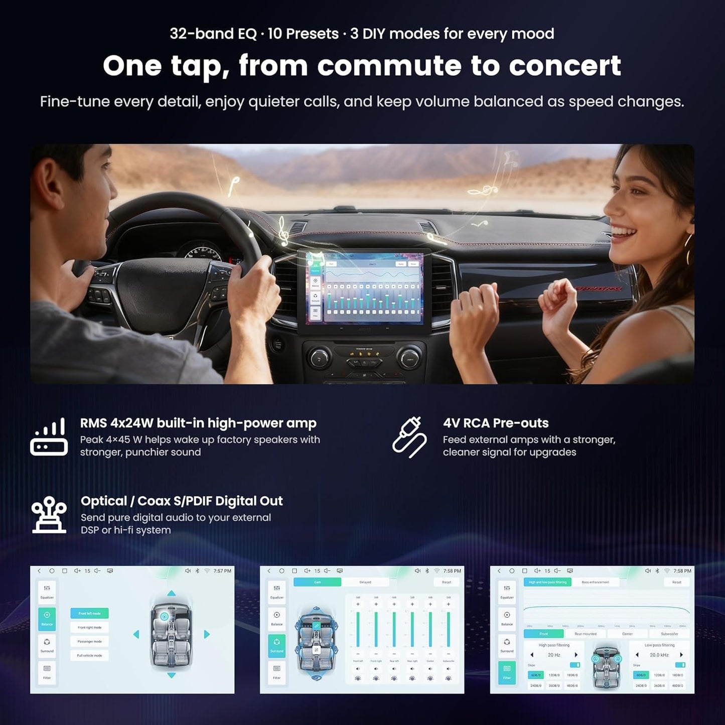 A7 9" QLED Android Double DIN Car Stereo – In Use