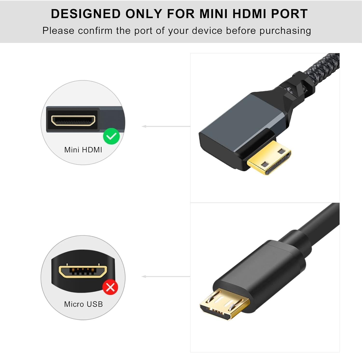 Twozoh 90 Left Angle Mini HDMI to HDMI Adapter Cable – In Use