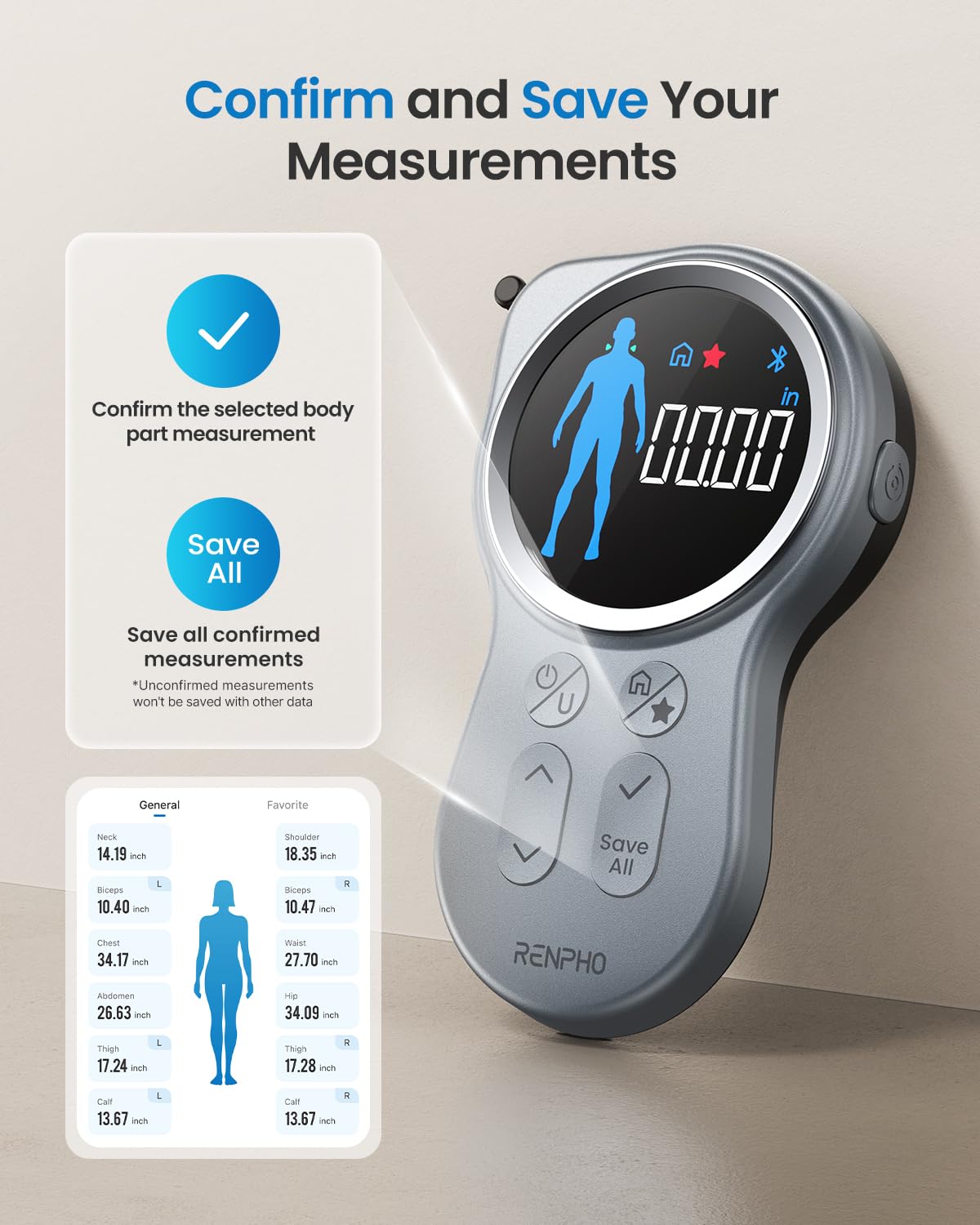 RENPHO Smart Tape Measure with Large Display – In Use