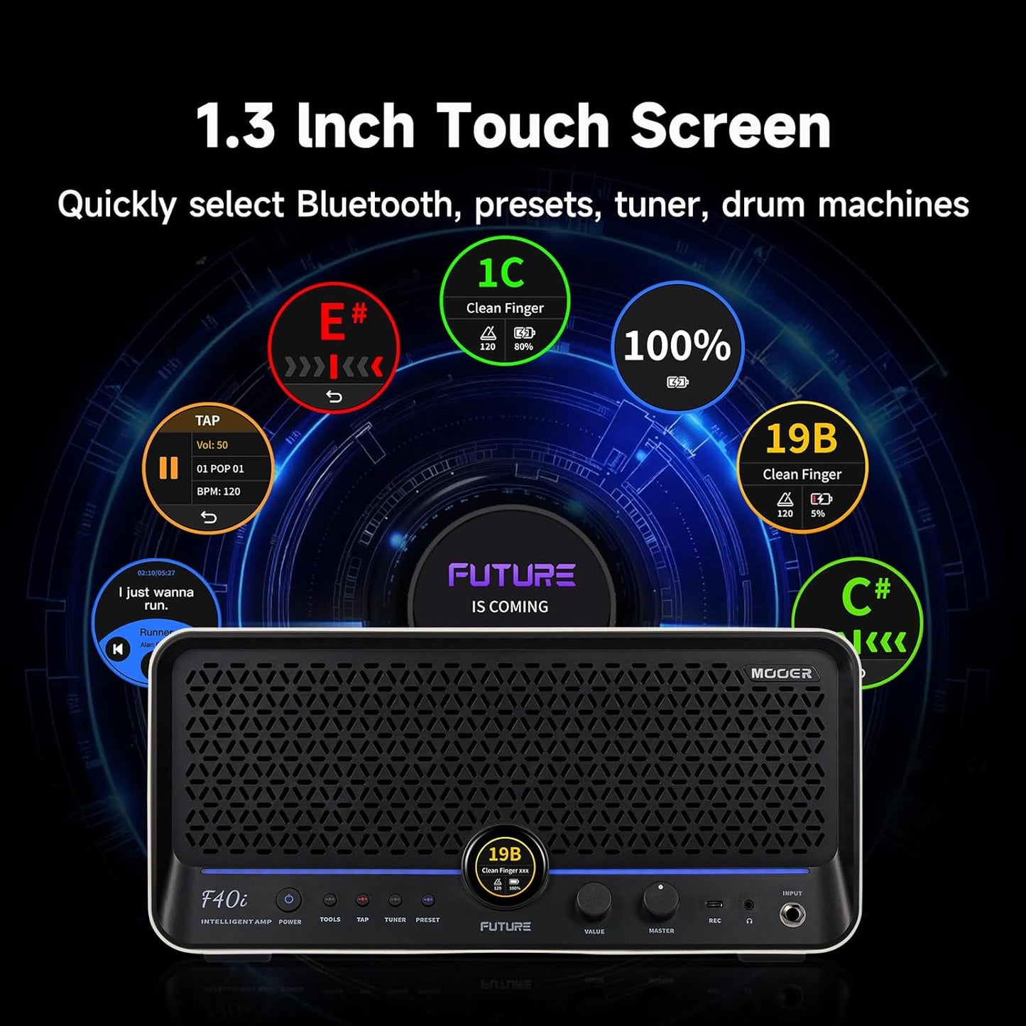 MOOER F40i Smart Guitar Amp 40W Touching Screen – In Use