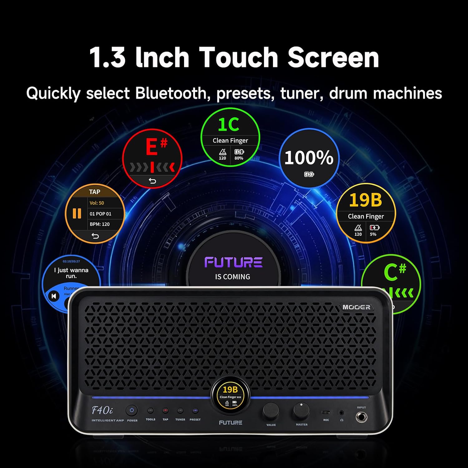MOOER F40i Smart Guitar Amp 40W Touching Screen – In Use
