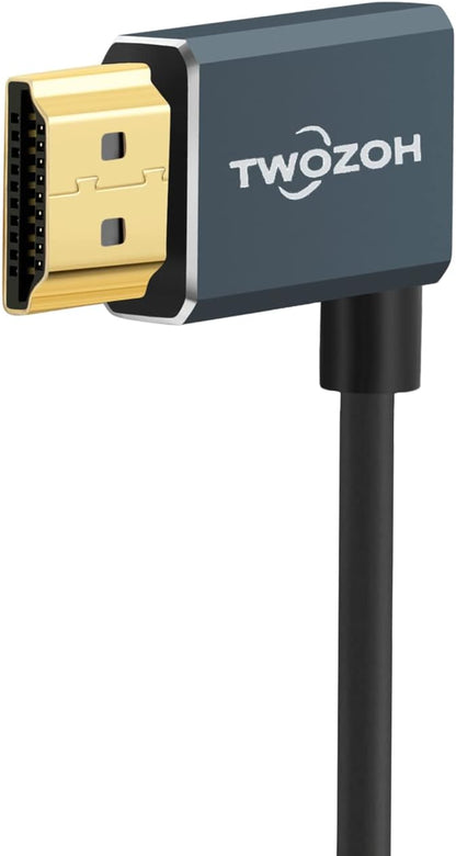 Twozoh Flexible HDMI to HDMI Cable Left Angled 90 degree – In Use
