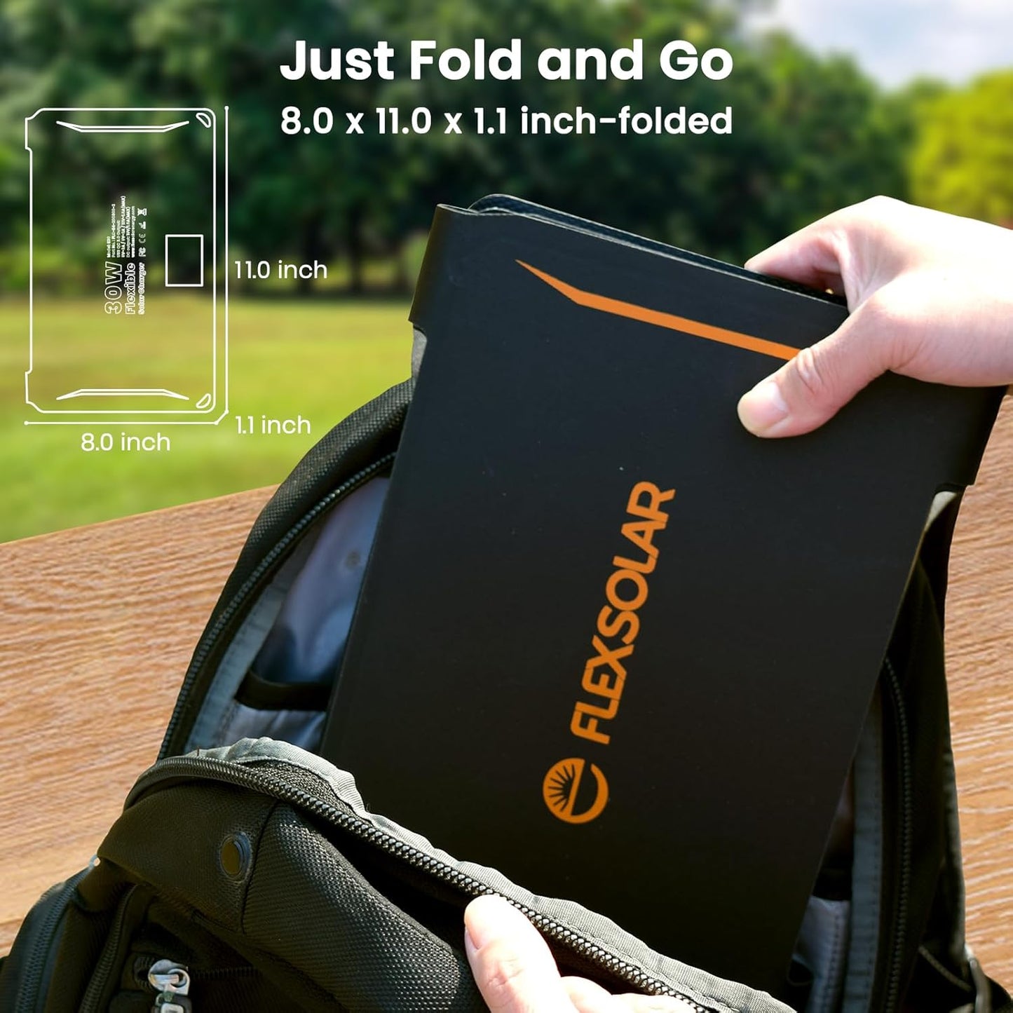 FlexSolar 30W Portable Solar Panel Chargers QC3.0 18W USB-A – Packaging