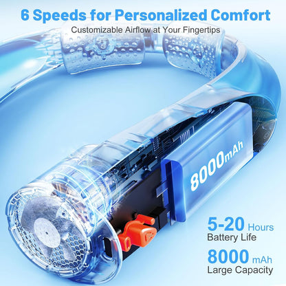 AI Portable Neck Fan with 6 Powerful Speeds – Packaging