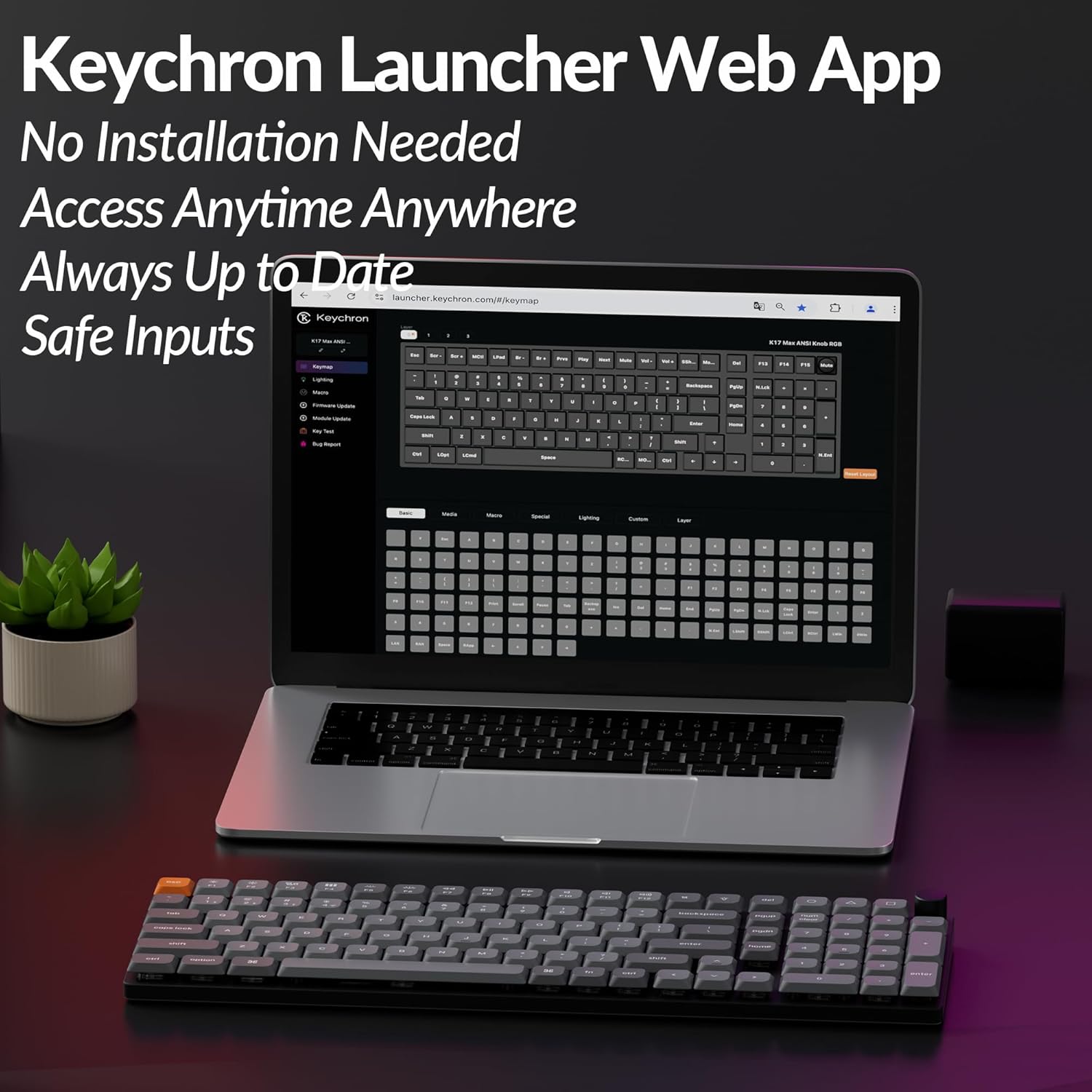 Keychron K17 Max 96% Layout QMK/Launcher Ultra-Slim – Back View