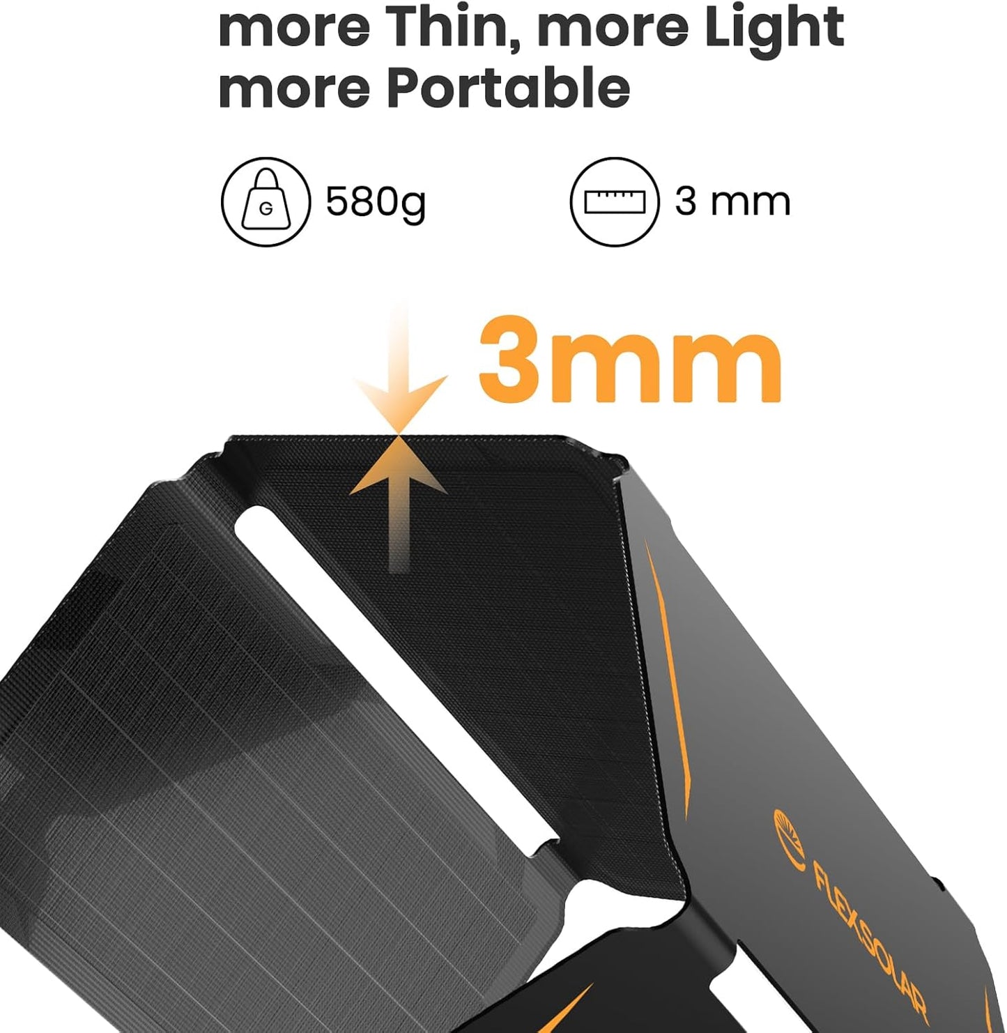 FlexSolar 30W Portable Solar Panel Chargers QC3.0 18W USB-A – Back View