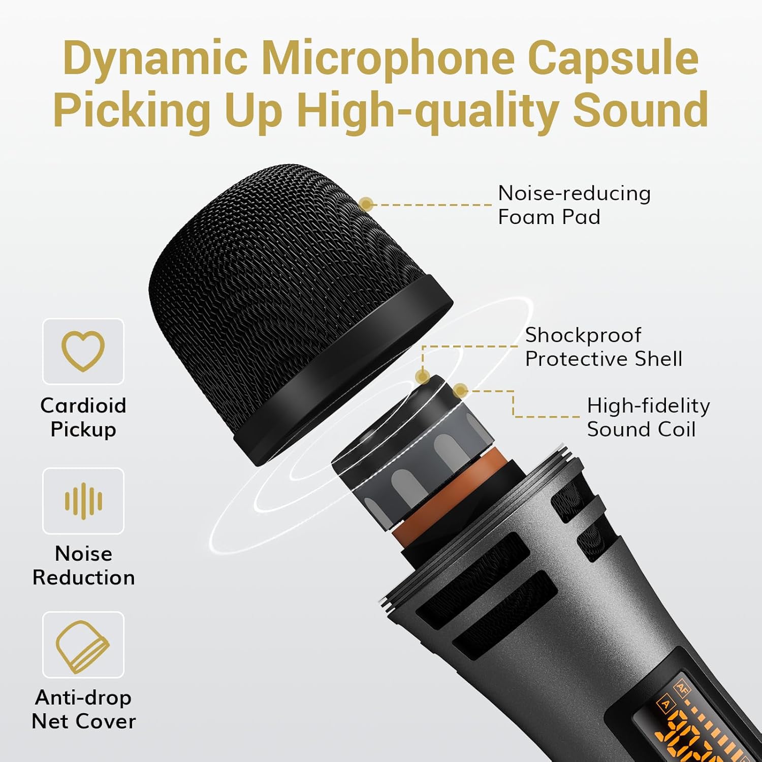 TONOR Wireless Microphones: 4 UHF Karaoke Microphone System – Back View