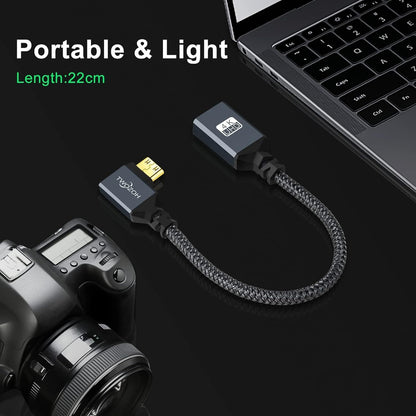 Twozoh 90 Left Angle Mini HDMI to HDMI Adapter Cable – Back View