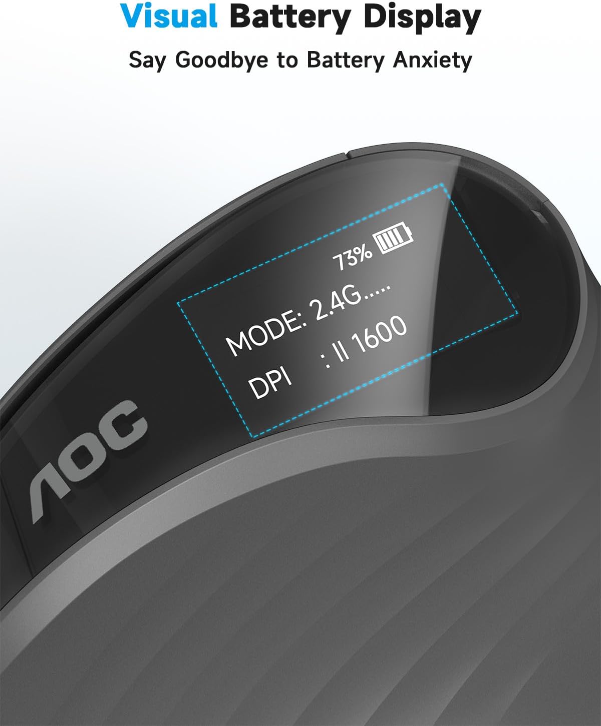 AOC 2.4GHz Ergonomic Mouse: Wireless Bluetooth Vertical – Back View