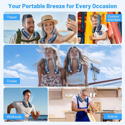 AI Portable Neck Fan with 6 Powerful Speeds – Feature Highlight