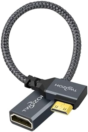 Twozoh 90 Left Angle Mini HDMI to HDMI Adapter Cable – Feature Highlight