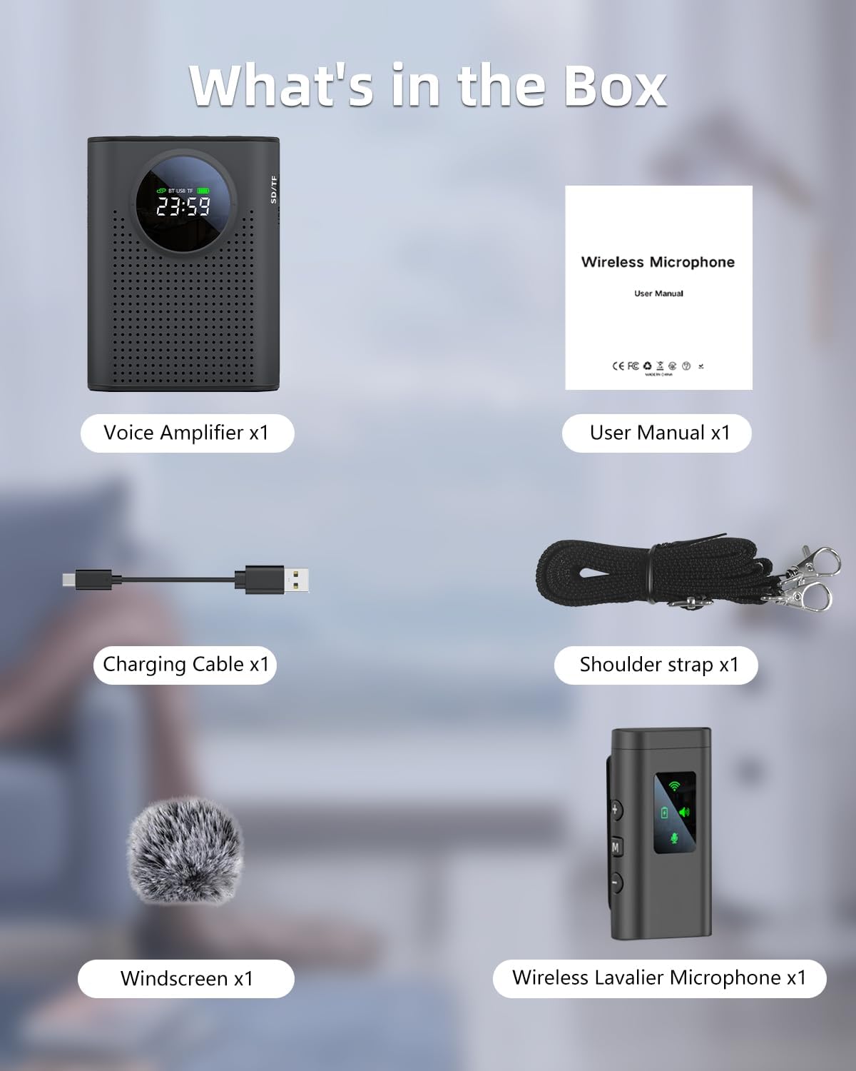 S67 Rechargeable Voice Amplifier Wireless Microphone for – Feature Highlight