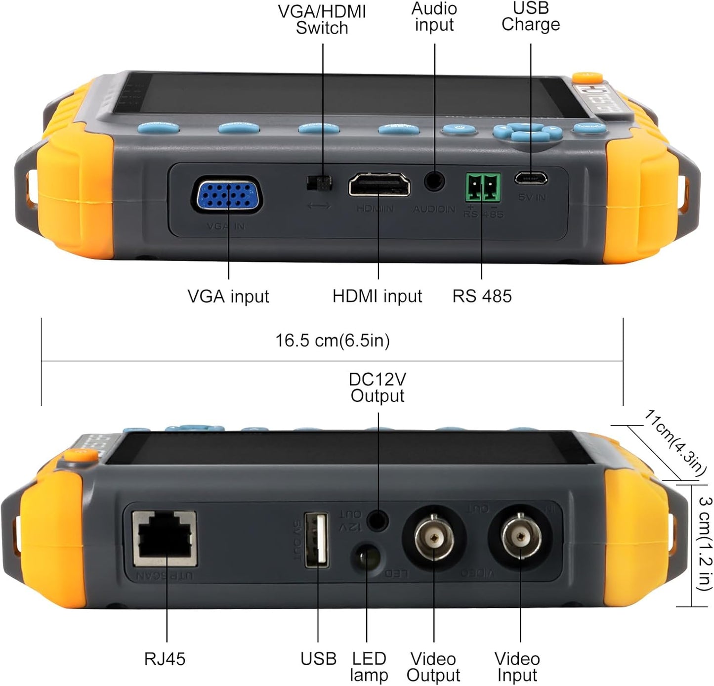 Anpviz 5-Inch 4-in-1 CCTV Monitor Tester for – Size Reference