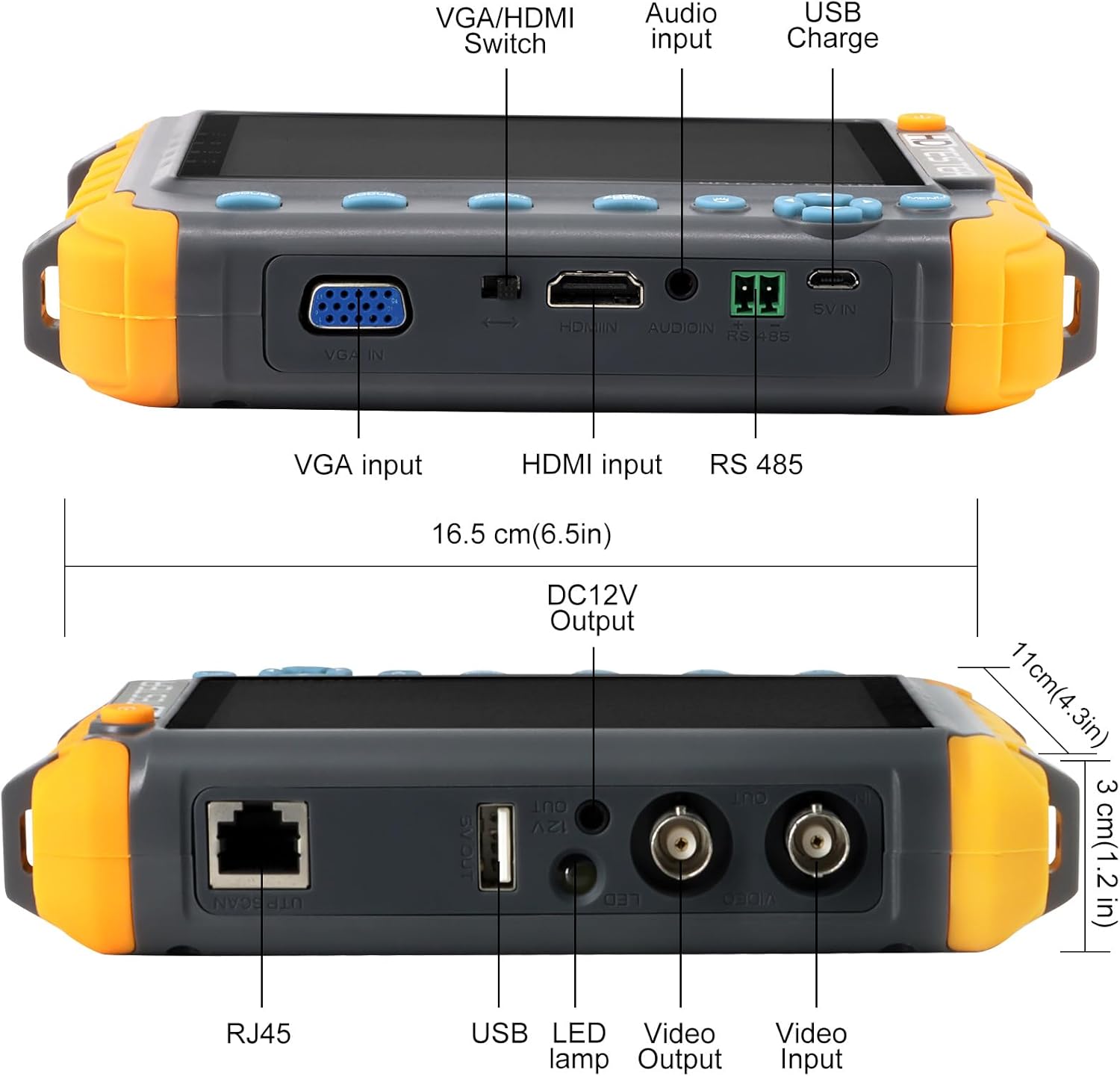 Anpviz 5-Inch 4-in-1 CCTV Monitor Tester for – Size Reference