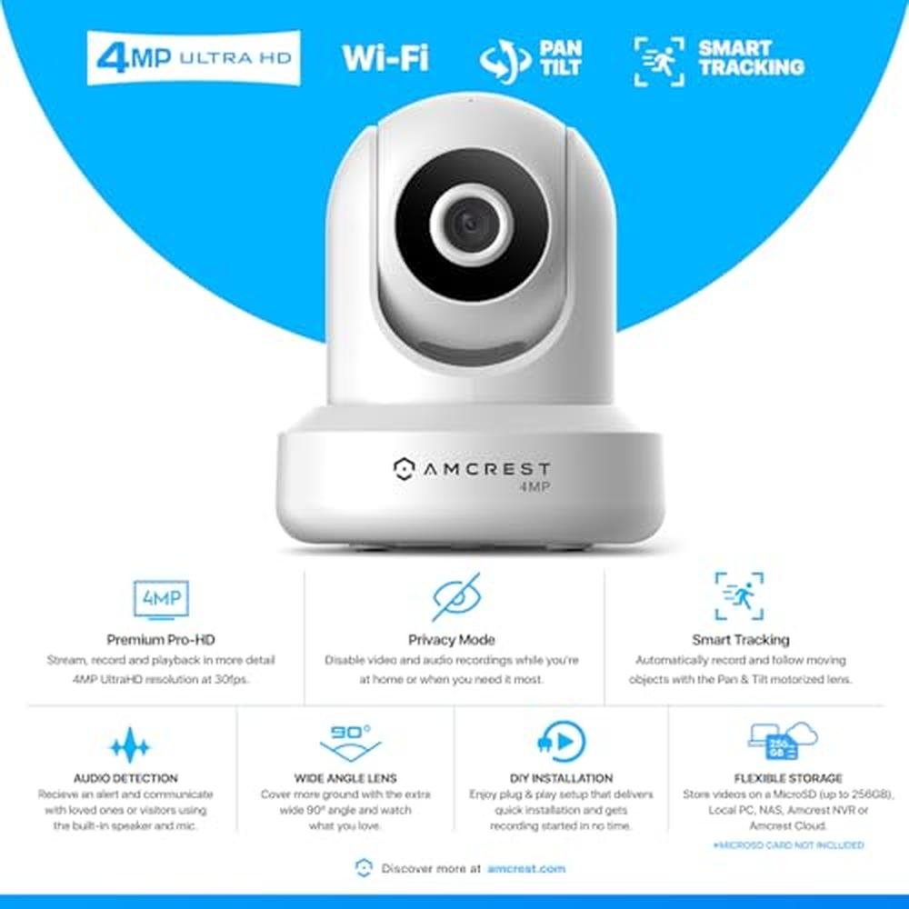 Amcrest 4MP: Amcrest ProHD Indoor WiFi Security IP Camera – Side View