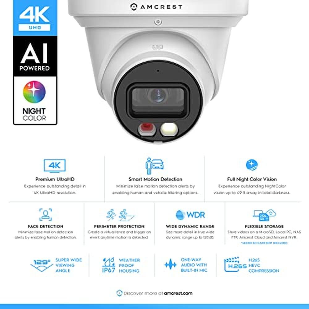 Camera Amcrest: Amcrest UltraHD 4K 8MP IP PoE AI Camera – Side View