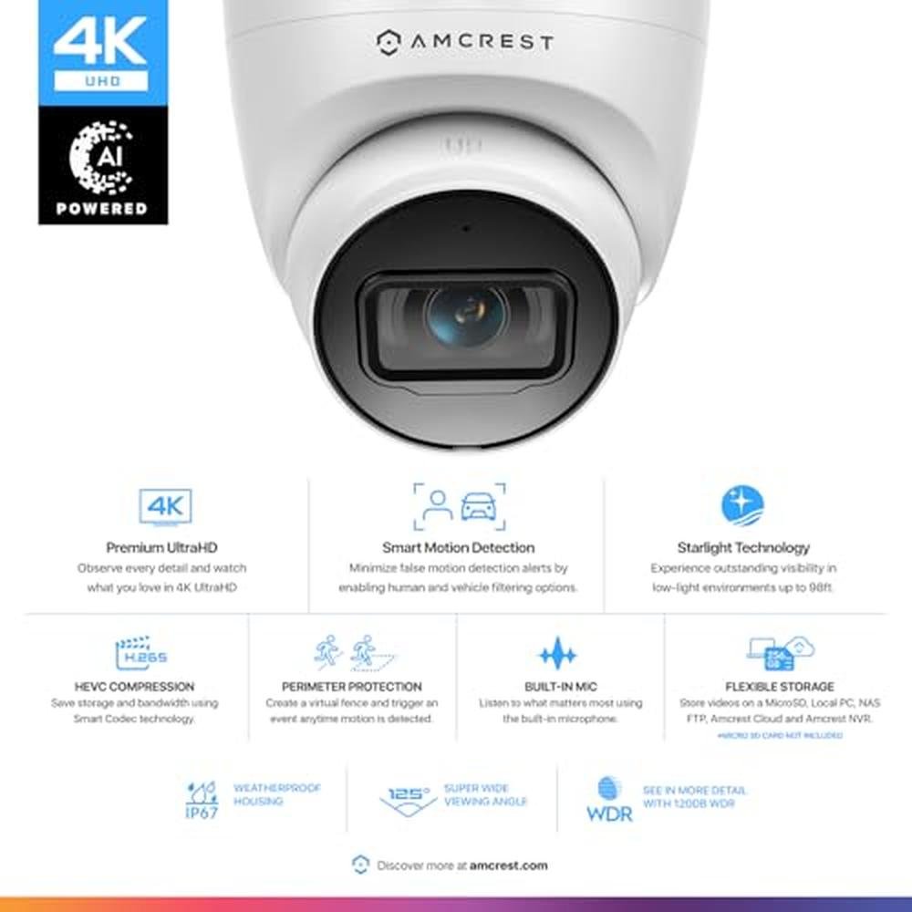 Amcrest UltraHD 4K: IP8M-T2599EW 8MP Outdoor Security Camera – Side View