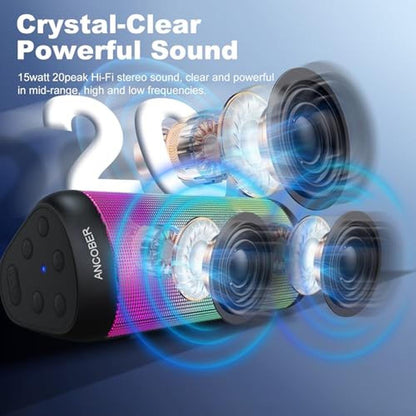 Ancober Portable: ANCOBER Wireless Bluetooth Speaker with – Side View