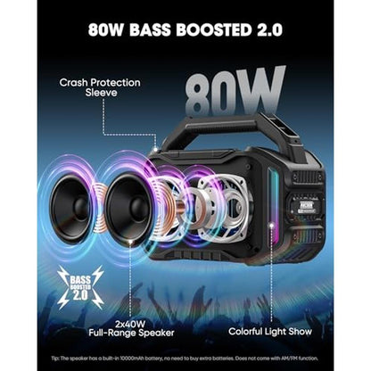 Speakers: ANCOON Bluetooth Wireless 80W Peak Loud Speaker – Side View